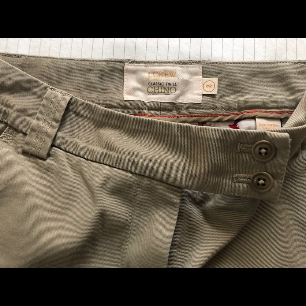 J crew classic twill chino line khaki pants size 2